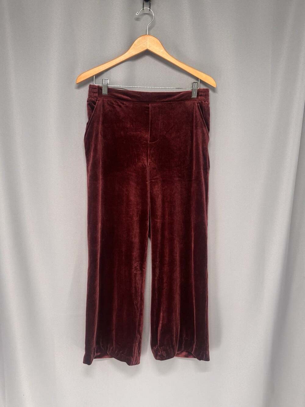 Anthropology BlankNYC Pant Womens Medium Burgundy Velvet Wide Leg Holiday Career